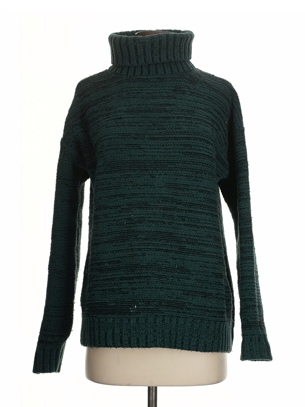 Ann Taylor Deep Forest Green Ribbed Turtleneck Sweater